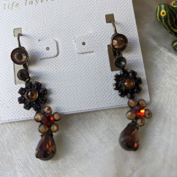 Sorrelli Maple Drop Down Flower Earrings in Brass - Picture 3 of 3